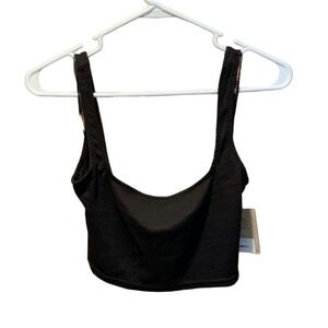 Pretty Garbage Twist Back Ribbed Crop Top in Black Size Small NWT